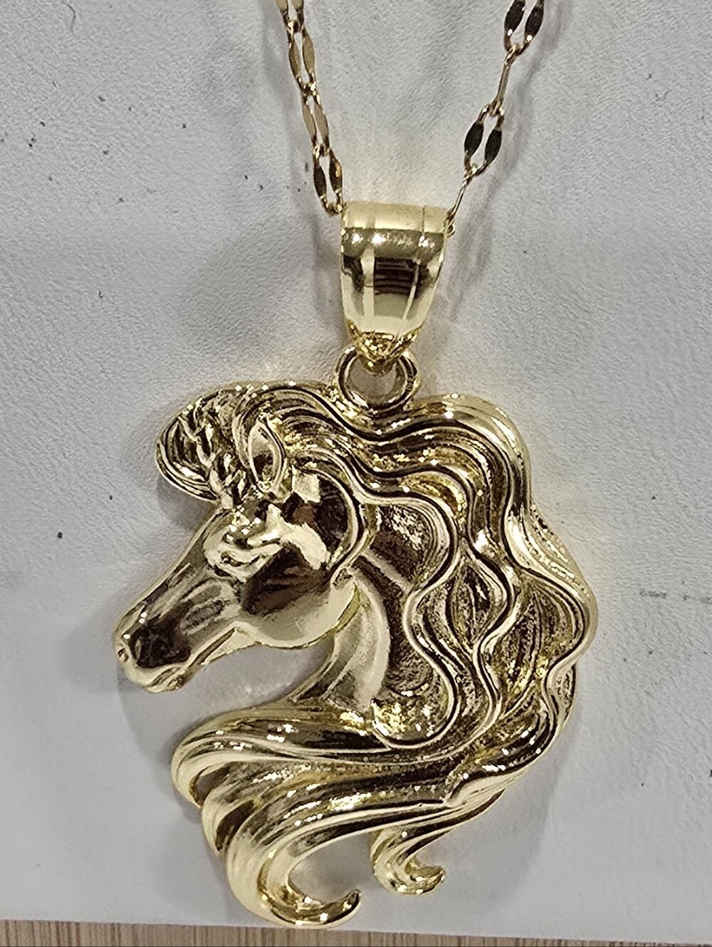 Horse Head Pendant Gold Plated and Chain Stainless Steel Necklace